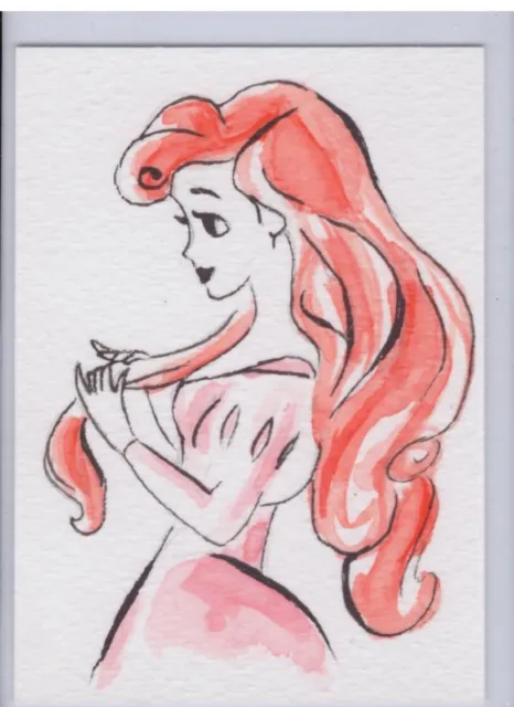 THE LITTLE MERMAID ARIEL ACEO / ATC watercolor painting 1/1 original art