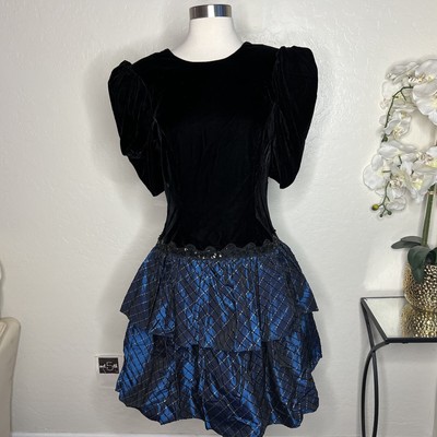 vintage 80s SCOTT MCCLINTOCK dress velvet lace party cocktail formal black 8