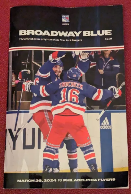 NY Rangers Program "Broadway Blue" 3/26/24 Madison Square Garden