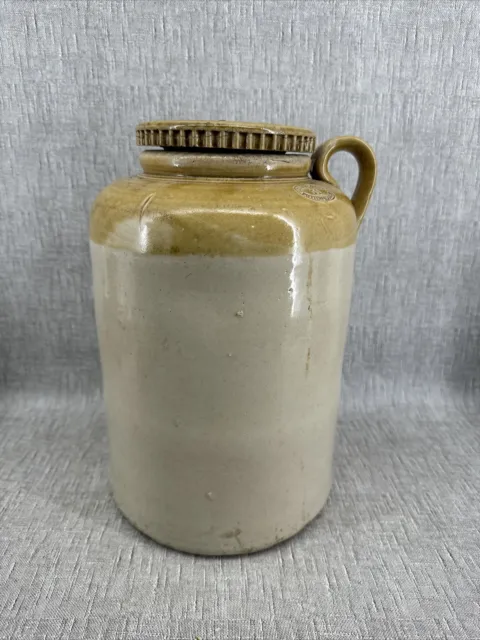 Large (10lb) Govancroft Pottery Glasgow stoneware Jar/flagon screw top two tone