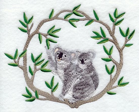Embroidered Long-Sleeved T-Shirt - Koala and Baby M1937 Size S - XXL