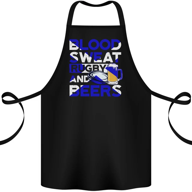 Blood Sweat Rugby and Beers Scotland Funny Cotton Apron 100% Organic