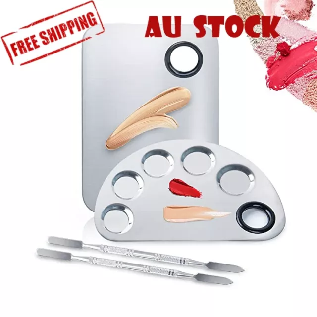 Stainless Steel Cosmetic Makeup Palette Plate Beauty Mixing Color Cream Spatula