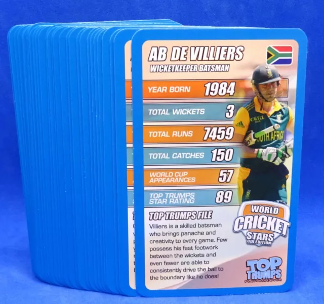 Top Trumps Multi-List Of 2015 World Cricket Stars “ Single Cards” (One P/P)