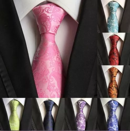 Tie Silk 100% New Necktie Wedding Floral Paisley JACQUARD WOVEN Fashion Men's UK