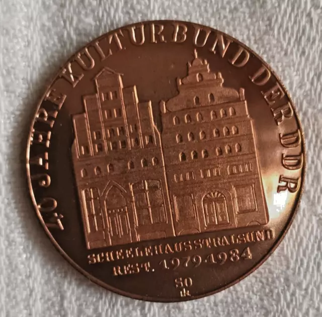 Medaille Helmut König" 40 Jahre Kulturbund der DDR Scheelehaus Stralsund "