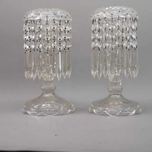 Pair ( 2 ) Antique Vintage Art Deco  Candle Holders Mantle Lusters With Prims