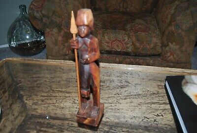 Vintage Carved wood African tribal art idol nude Male Fertility warrior Statue