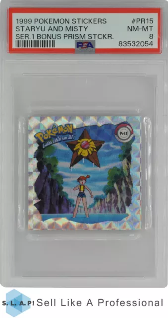 1999 Pokemon Stickers Series 1 Bonus Prism Stickers Pr15 Staryu And Misty Psa 8