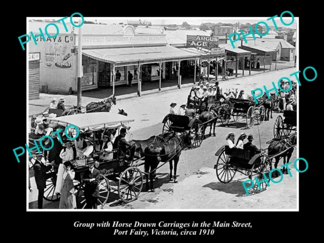 OLD LARGE HISTORIC PHOTO OF PORT FAIRY VICTORIA VIEW OF THE MAIN STREET c1910