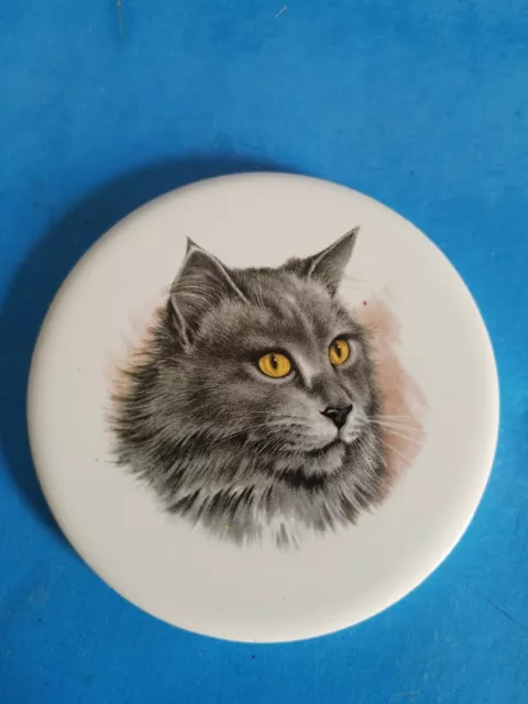 Vintage H&R Johnson 3 1/2" Cat Collectible Round Tile.*C2