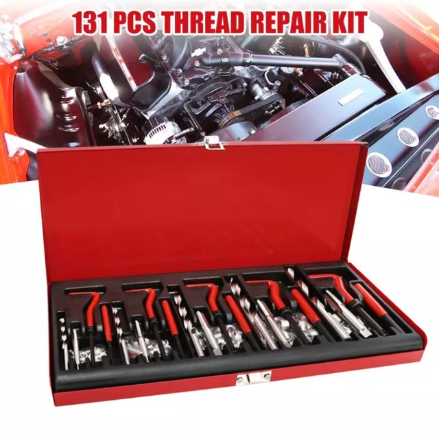 131PCS Helicoil Metric Thread Repair Tool Kit,  for M5 M6 M8 M10 M12 Screw Hole