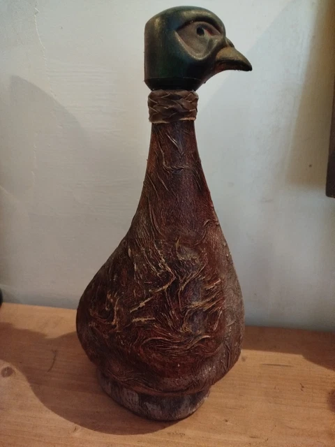 Petite Bouteille Décorative En Verre Avec Oiseaux En étain - Occasion, état TBE (Très Bon État)
