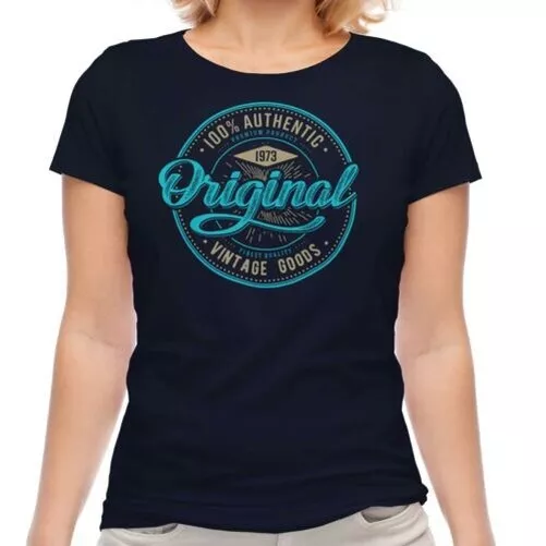 Divertente 48TH Regalo Compleanno Donna T-Shirt 1973 Vintage Originale Goods