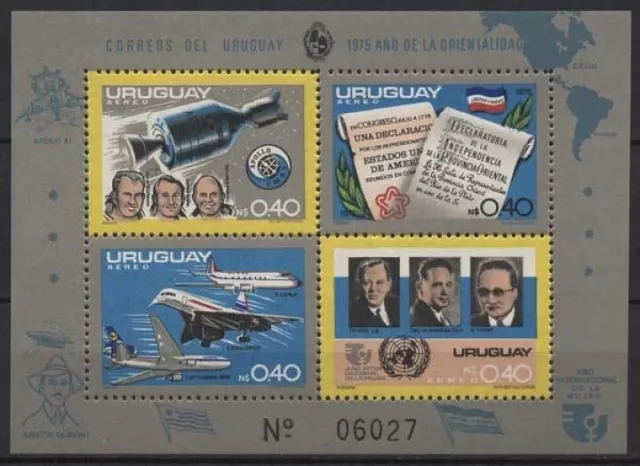 Uruguay 1975 Unabhängigkeit Amerikas Raumfahrt Block 27 postfrisch (C22527)