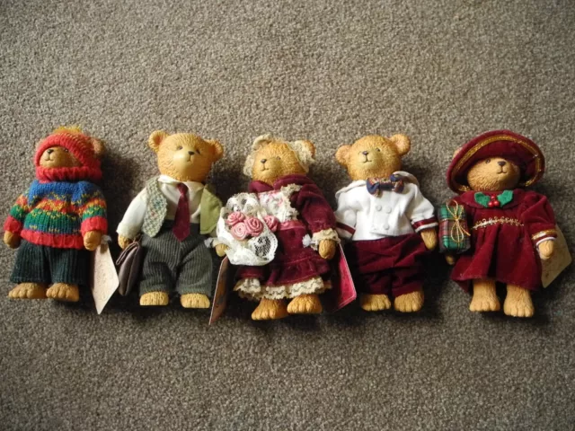 Russ Teddy Town Orniment Bears with tags