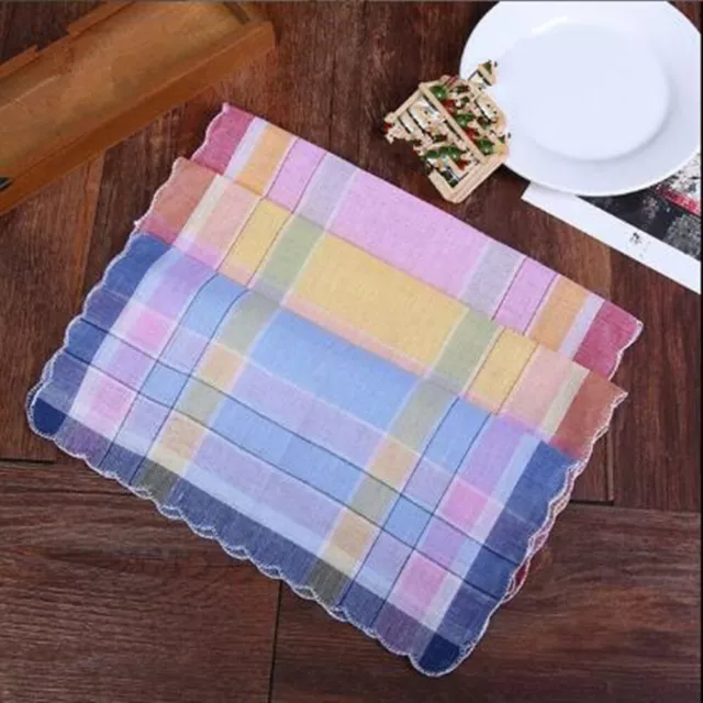 12Pcs Womens Ladies Cotton Printed Soft Handkerchief Mixed Color Hankerchiefs