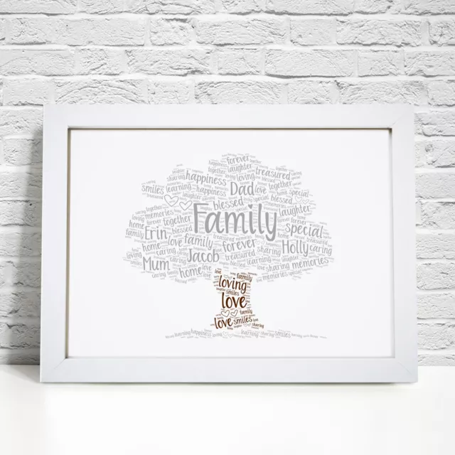 Personalised Family Tree Framed Print Birthday Gift Mothers Day Wall Word Art 2