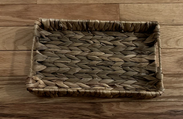 Rectangular Wicker Serving Tray w/ In-built Handles Woven 10”x 6”