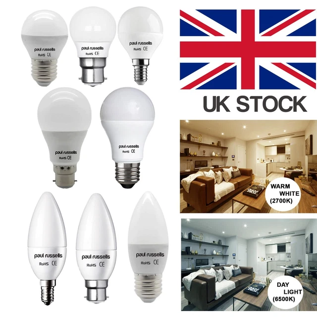 3 Pack GLS Candle Golf LED Light Bulb B22 E27 E14 DAY WARM White Lamps