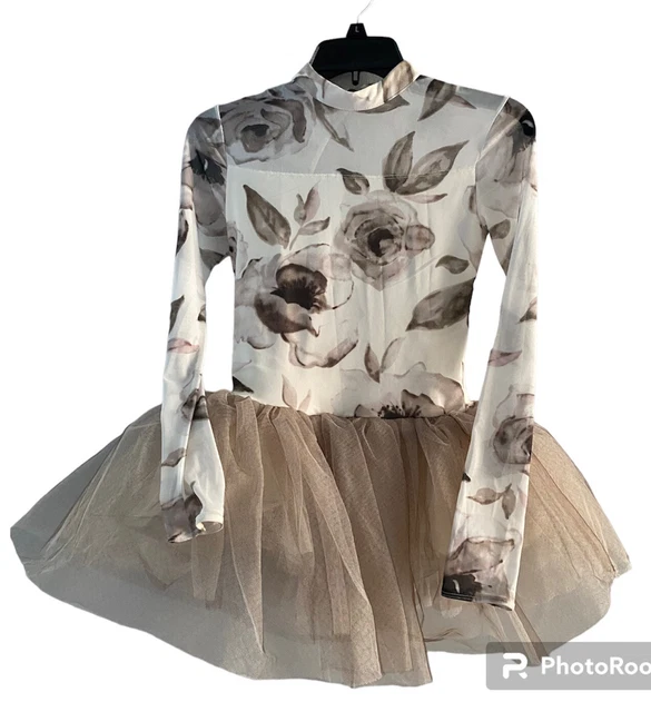 Revolution Costume Ballet Leotard Ivory Floral w/ Tutu XLC Piece of Your Heart