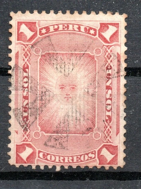 Peru, Sello De 1 Sol, Matasellos Mudo Suave, De 8 Aspas