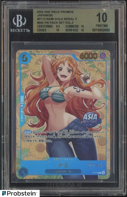 2025 ONE PIECE Promos JPN P112 Nami Gold Serial Mini V2 #0781 BGS
