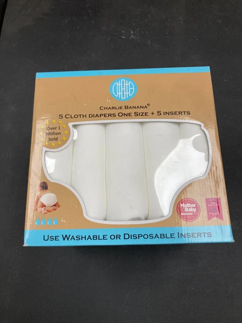 Charlie Banana 5 pk One-size Reusable Cloth Diapers with 5 Reusable Inserts