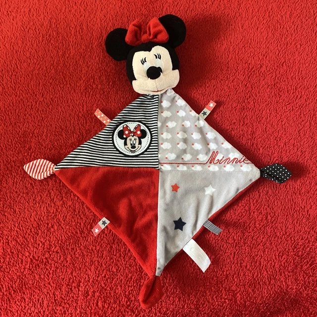 🇫🇷 Doudou Disney Nicotoy Souris Minnie Mouchoir Rouge Gris Nuage Étoiles Neuf