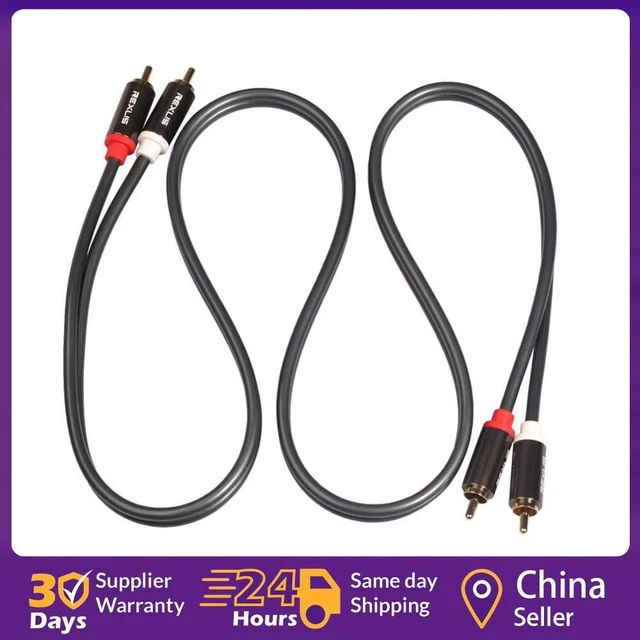 2RCA to 2 RCA Male to Male Gold-Plated Audio Cable for Home DVD TV (1 m) ☘️