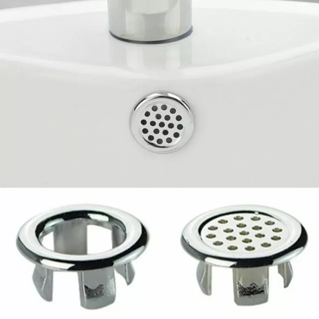 Bathroom Basin Sink Overflow Ring Inserts Chrome Hole Cover Cap Kitchen Supplies