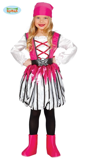 Costume Carnevale Piratessa Rosa Vestito Bambina Guirca Pirata Bimba Corsara