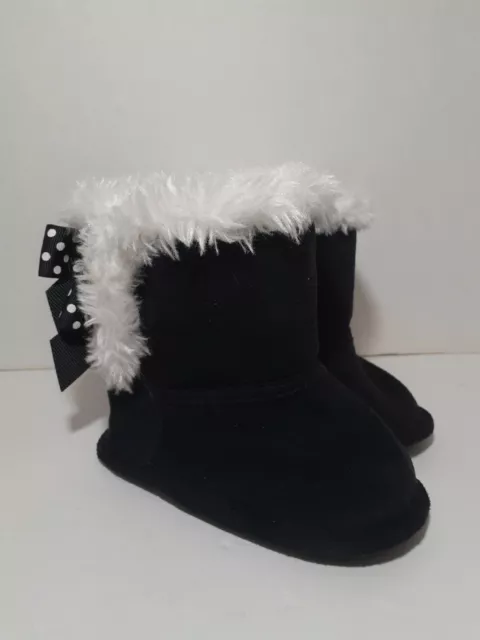 Koala Kids Baby Infant Girl Fur Soft Sole Boots Black Size 3