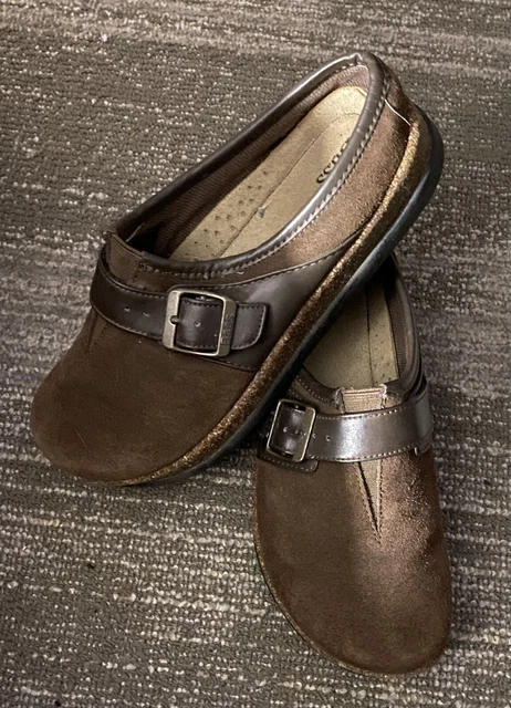 WOMEN S BASS CELESTE Brown Leather Clogs Sz.7 7.89 PicClick