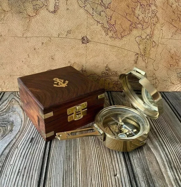 Ensemble Décoration Nautique En Laiton – Télescope 20,3 Cm Avec Boussole Et Globe 25,4 Cm Doré, Vintage