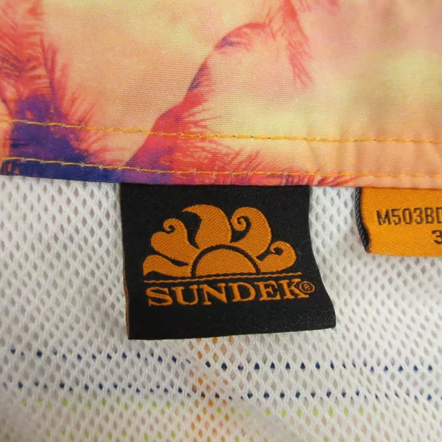 Sundek Mens Swim Trunks size 32 Palm Beach Print Mesh Lined Board Shorts Stripe 3