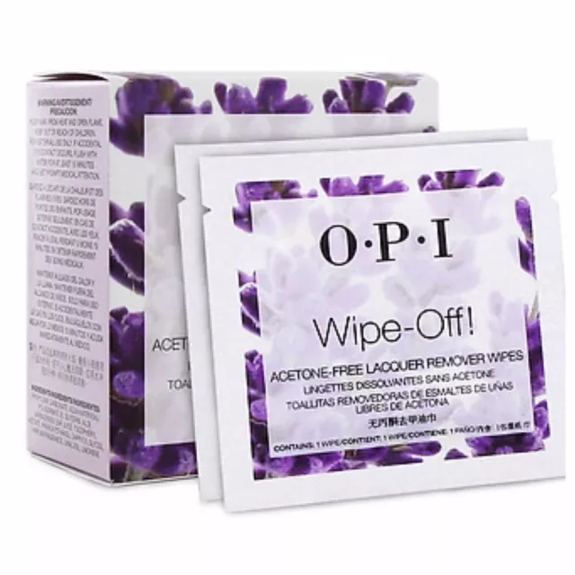 100 X OPI Wipe Off! ACETONE FREE Lacquer Remover Wipes **Great for Travel**