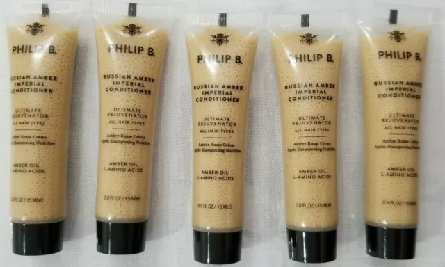 Philip B Russian Amber Imperial Conditioner Creme 0.5oz 15 ml -x5 Tubes = 2.5 oz