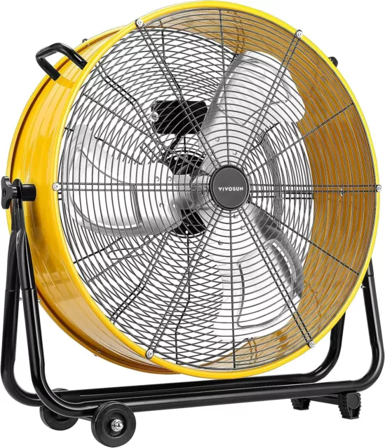 VIVOSUN 24" Industrial Tilt Drum Fan 3 Speed Velocity 360° Adjustable Floor Fan