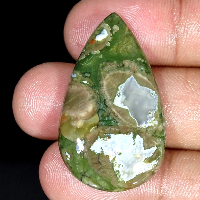 33.00Cts Natürlich Regenwald Jaspis Rhyolite Birne Cabochon Lose Schmuckstein