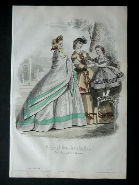 GRAVURE MODE 19e - JOURNAL DES DEMOISELLES  JUILLET  1864