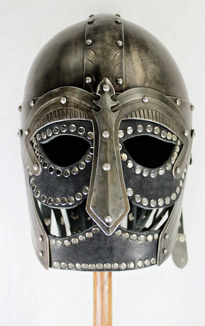 Hand-Forged Steel Viking Helmet W/Black Leather - Sca/Larp/Steel/Helm/Armor