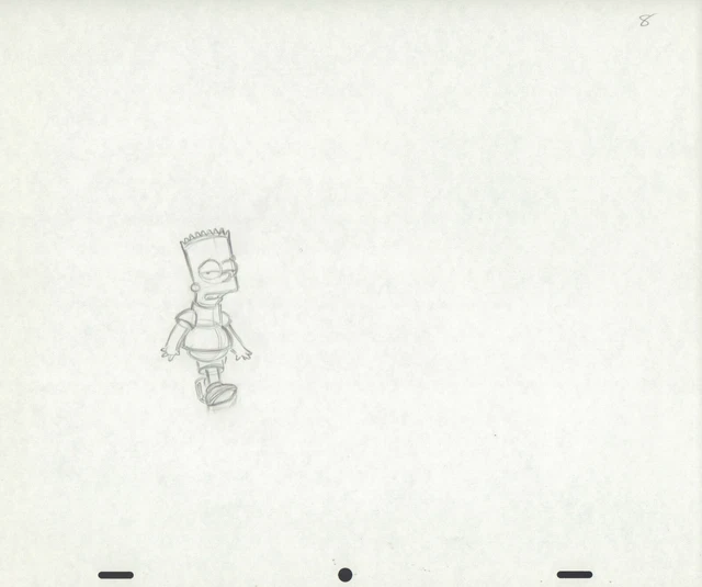 The Simpsons Pencil Animation Art - Bart Full Fig Walking & Looking Sick #8 (A)