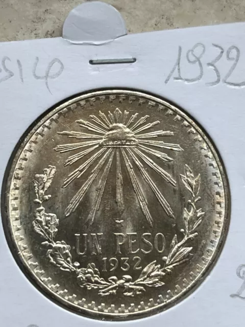 MESSICO MEXICO  1 UN  PESO 1932 SILVER COIN  Mexican  Eagle  PESOS MEXICANOS