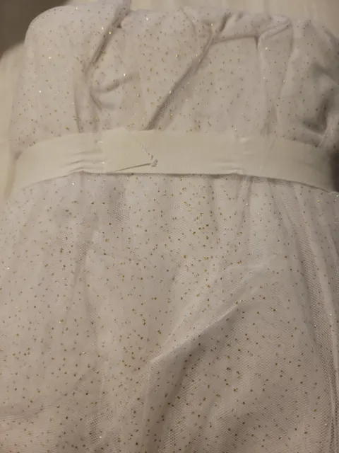 Falda de cama de tul adolescente Pottery Barn, doble XL, punto blanco y dorado