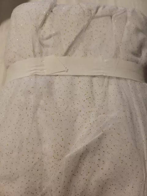 Falda de cama de tul adolescente Pottery Barn, doble XL, punto blanco y dorado