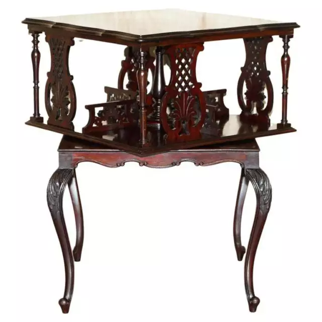 Fine Antique Victorian Aesthetic Movement Mahogany Revolving Bookcase Book Table