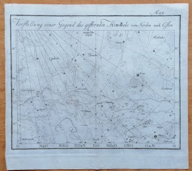 Astronomy Celestial Map May by Bode  - Original Engraved Map - 18th century