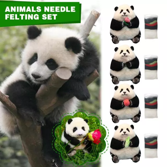 Panda Toy Animal Wool Felting WoolPanda Needle Felting Kit Handmade Kit M3O0
