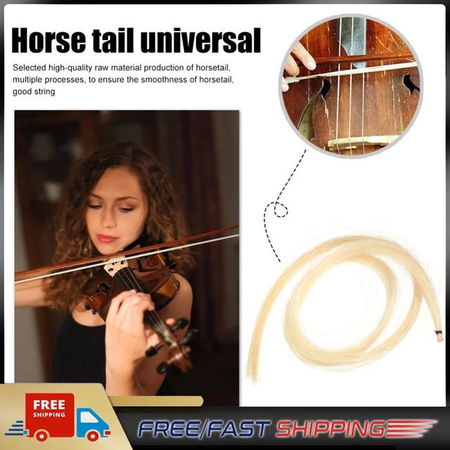 2 Hank Universal Yellow+White Stallion Horse Hair for Violin Bow Instrument Part